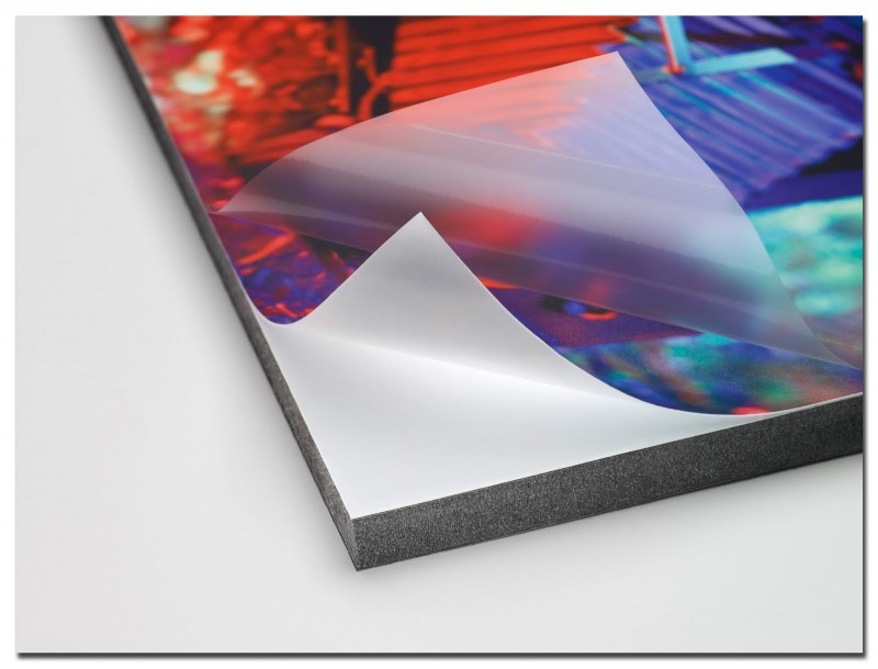 cross section view of lamination film inkjet vinyl and thick rigid sunboard
