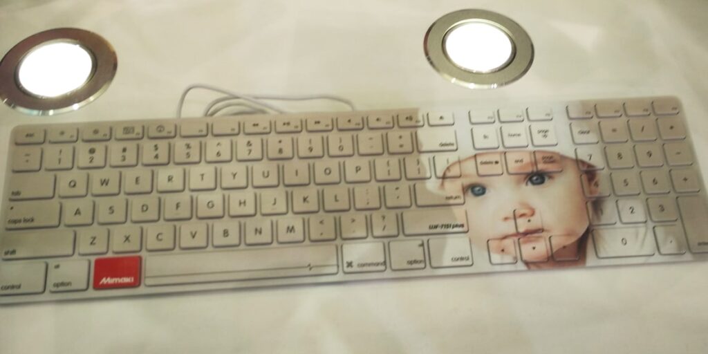 image printed directly on a keyboard using flat bed uv printing