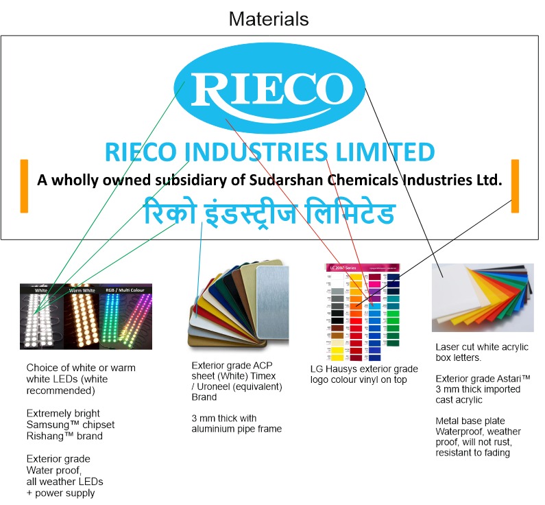 material specifications and colors