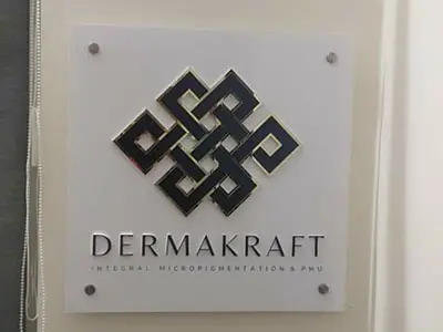 Professional and impressive looking acrylic shop board for skin care clinic