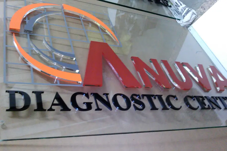 Acrylic letters mounted on a clear base plate