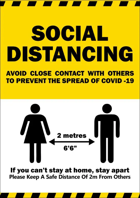 Social Distancing Sign – Maintain 2 meters / 6 feet distance​