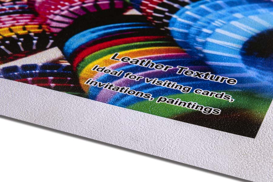 Image printed on a paper having a leather texture finish