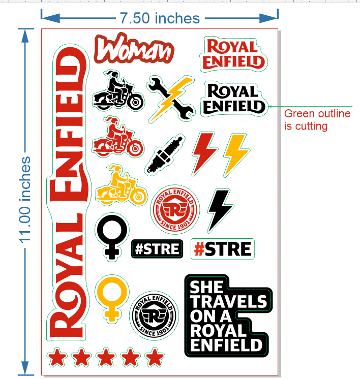 Women’s Day merchandising stickers distributed by the Royal Enfield company