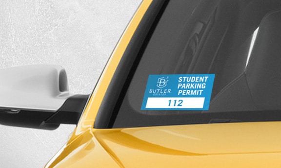 Parking sticker pasted from inside the car windscreen