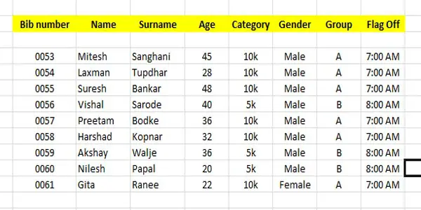 variable data needed from organisers to print on the marathon bibs